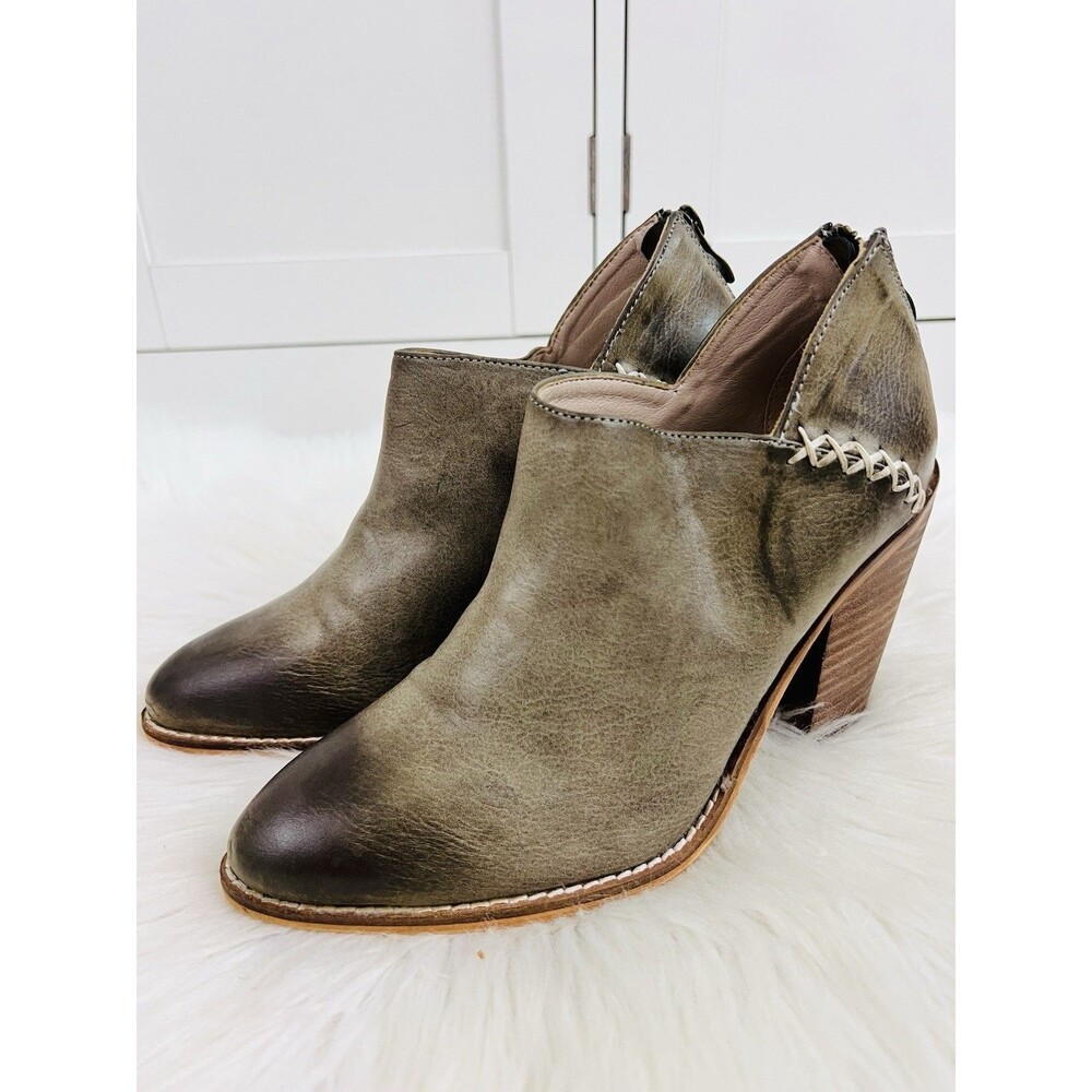 Lot of 2 ARider Girl Brown & Green Oiled Vegan Leather Wooden Ankle Boots Sz 7.5 - Picture 11 of 15